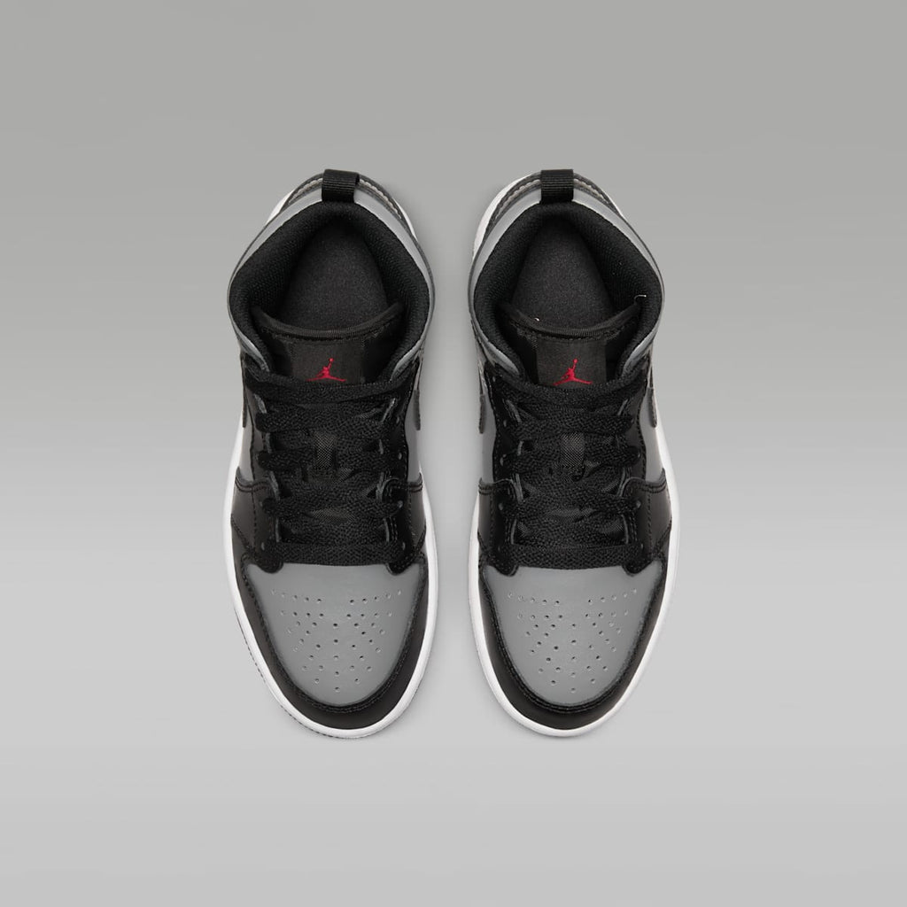 Jordan 1 Mid Little Kids' Shoes - Black/Particle Grey/White/Gym Red