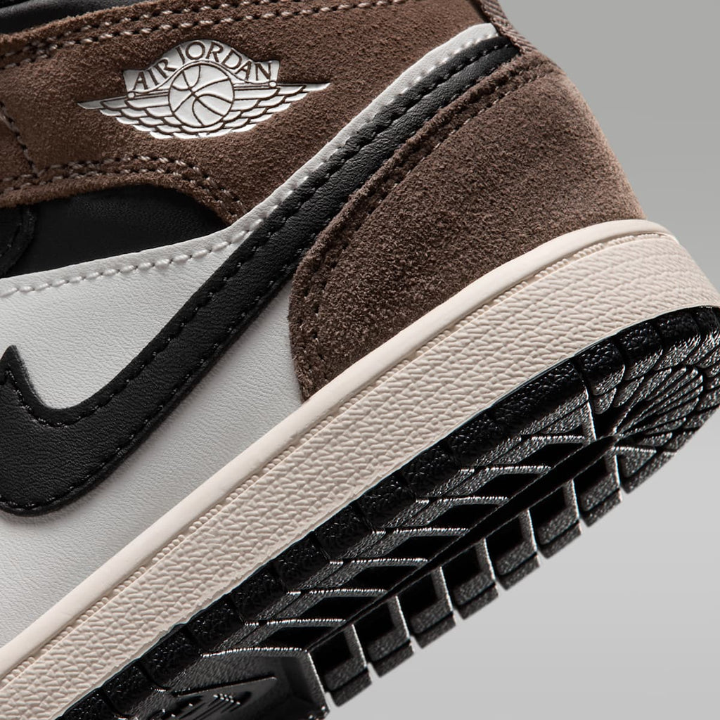 Jordan 1 Mid Little Kids' Shoes - Black/Palomino/University Red/Phantom - Image 8