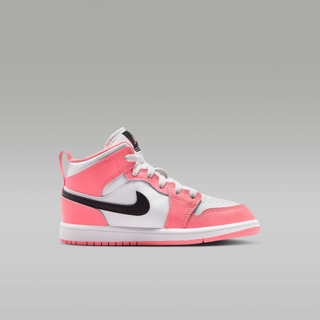 Jordan 1 Mid Little Kids' Shoes - Pink Gaze/White/Black - Image 3