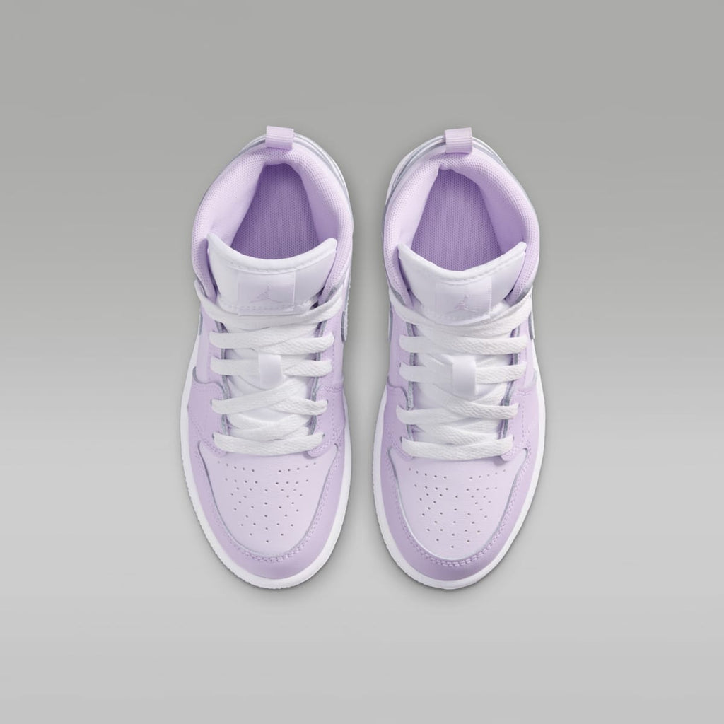 Jordan 1 Mid Little Kids' Shoes - Violet Mist/Barely Grape/White - Image 4