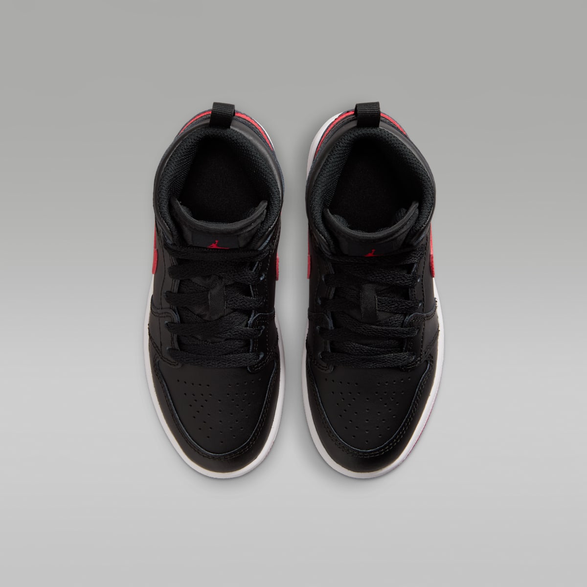 Jordan 1 Mid Little Kids' Shoes - Black/White/University Red - Image 4