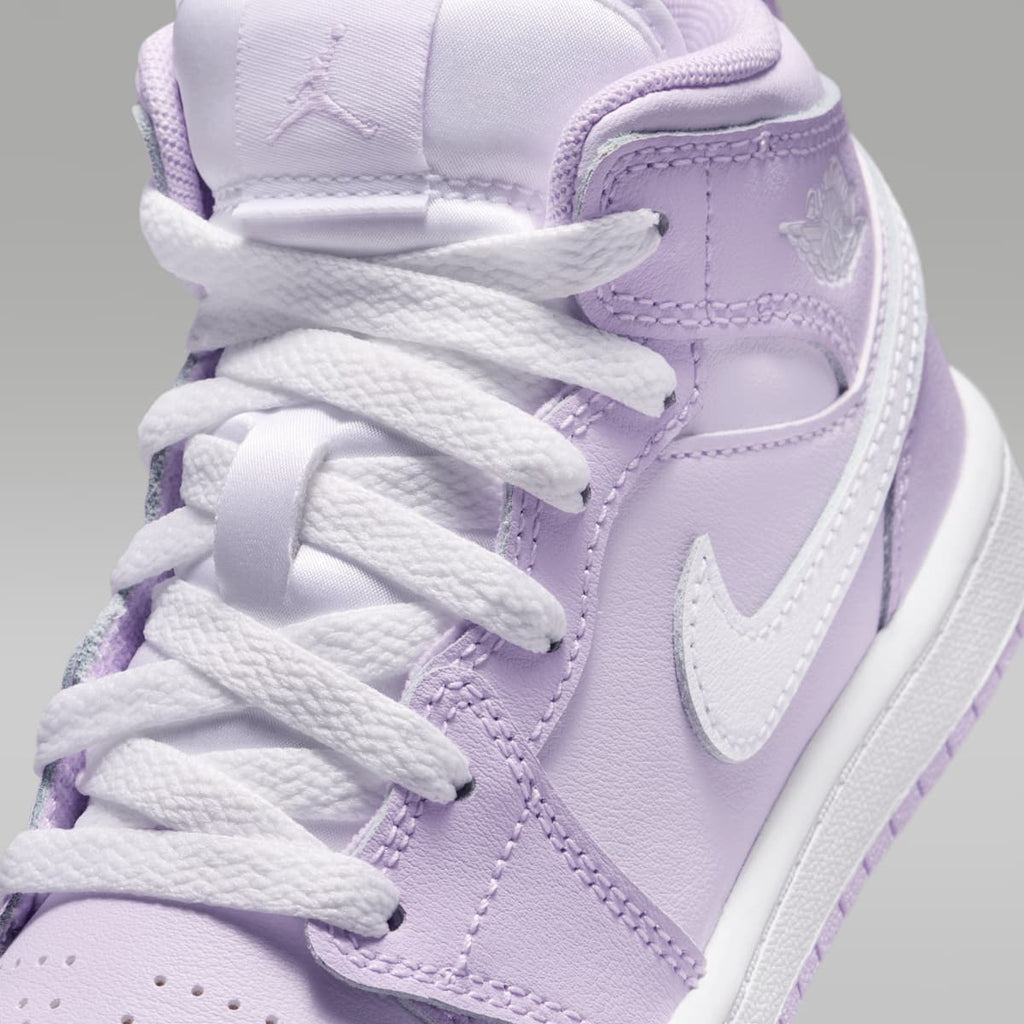 Jordan 1 Mid Little Kids' Shoes - Violet Mist/Barely Grape/White - Image 7