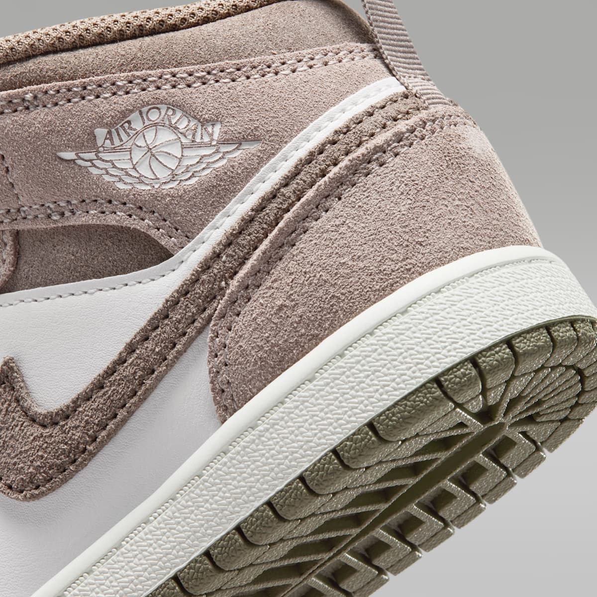 Jordan 1 Mid Little Kids' Shoes - Enigma Stone/Summit White/Olive Grey - Image 8