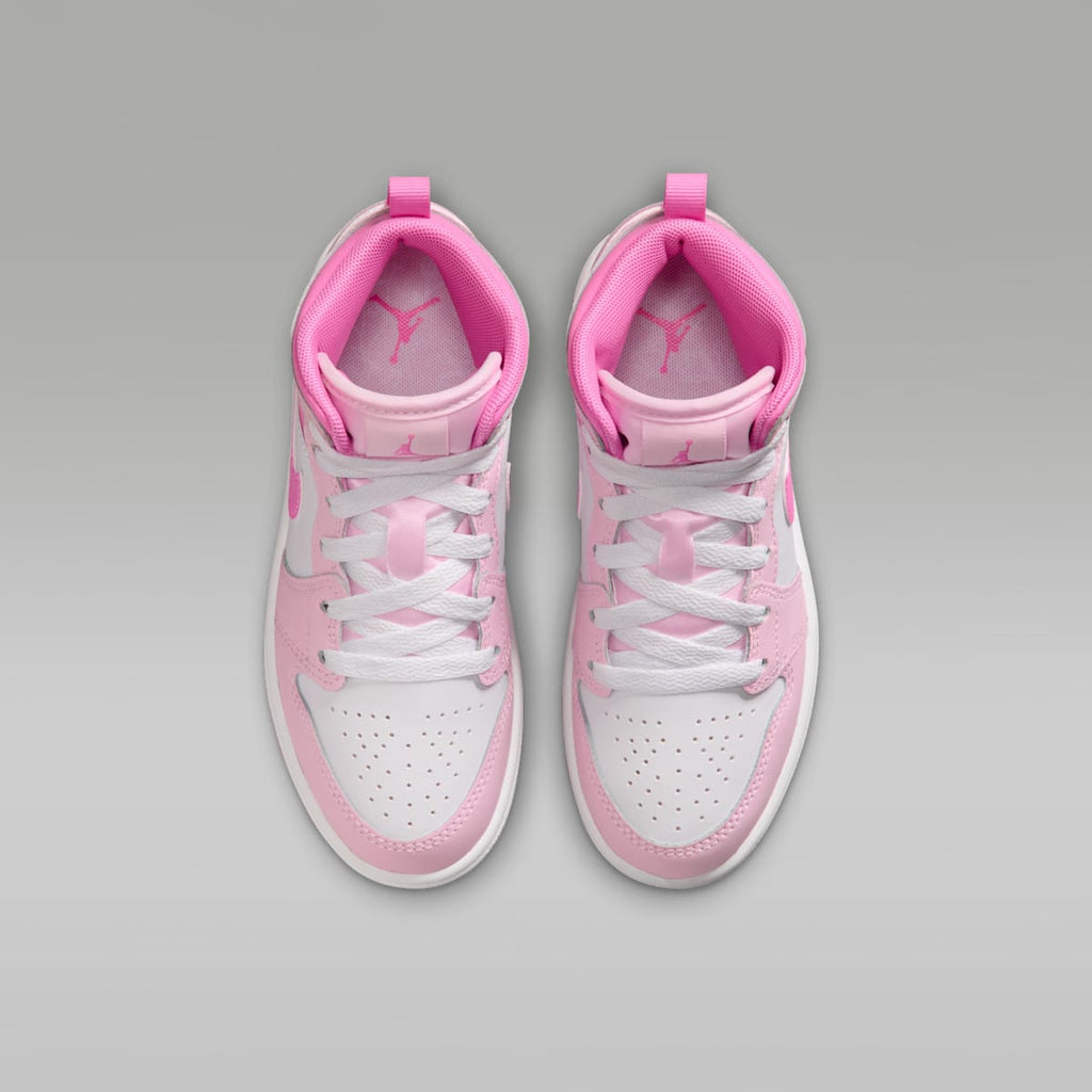 Jordan 1 Mid Little Kids' Shoes - Pink Foam/China Rose/White/Pink Foam - Image 4