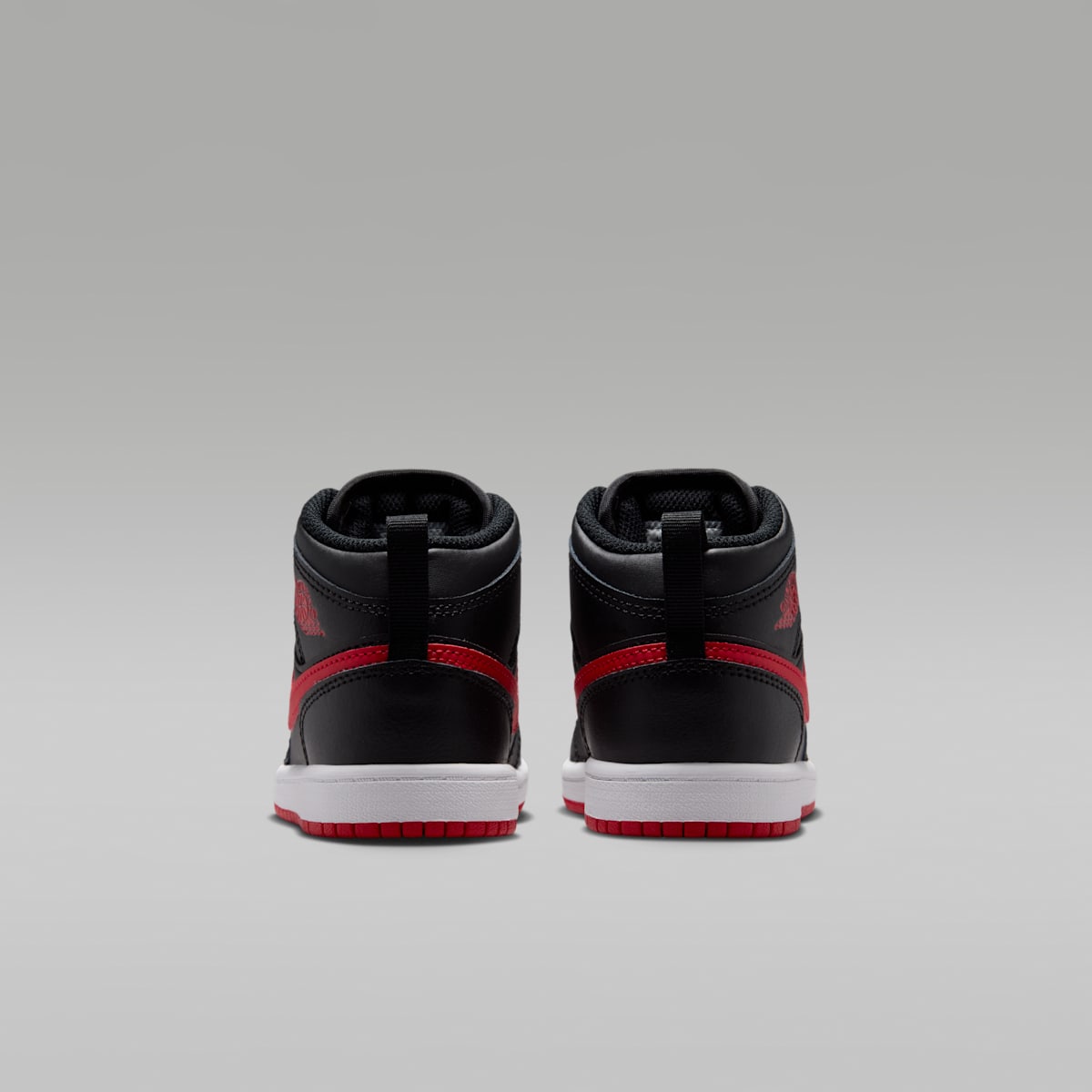 Jordan 1 Mid Little Kids' Shoes - Black/White/University Red - Image 6