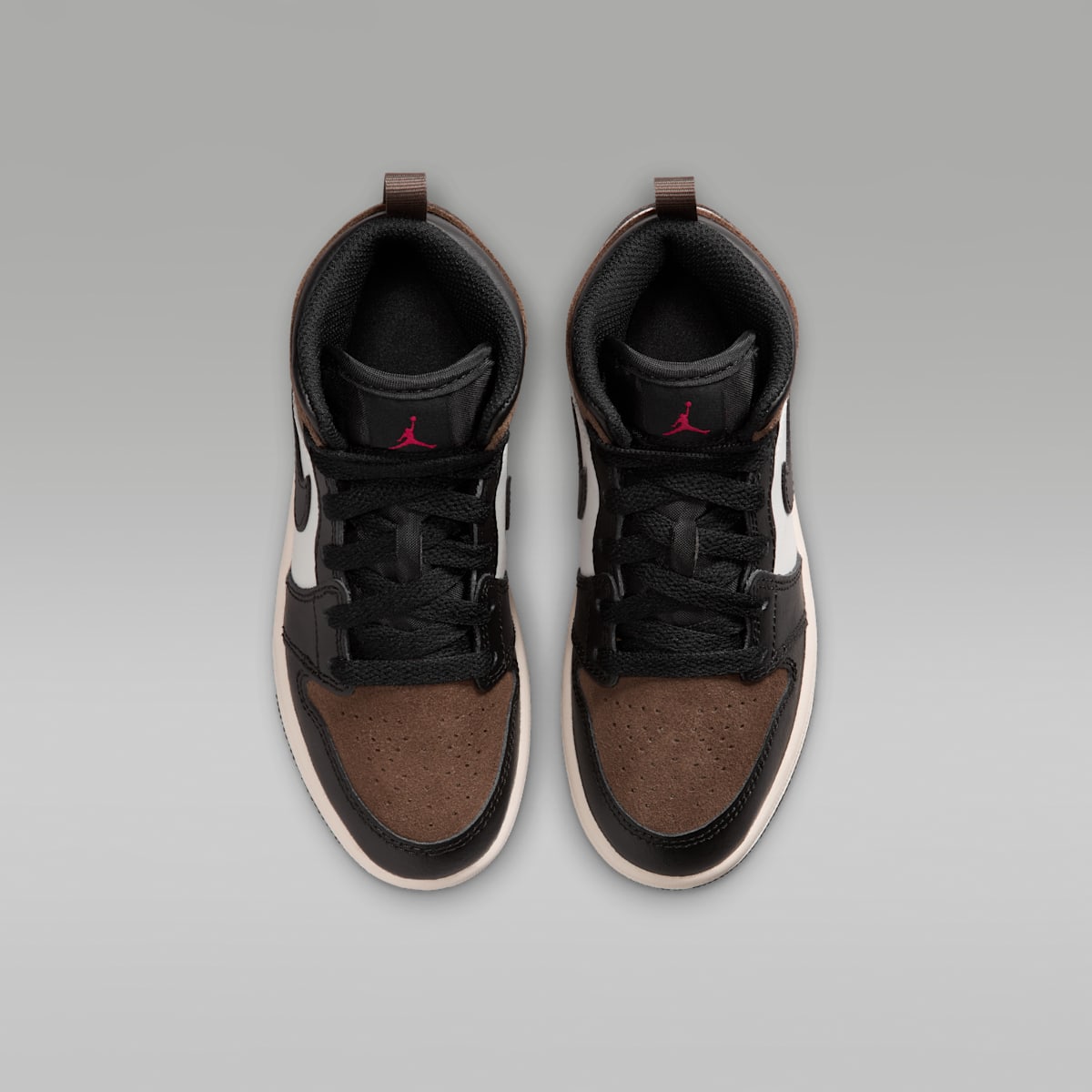 Jordan 1 Mid Little Kids' Shoes - Black/Palomino/University Red/Phantom - Image 4