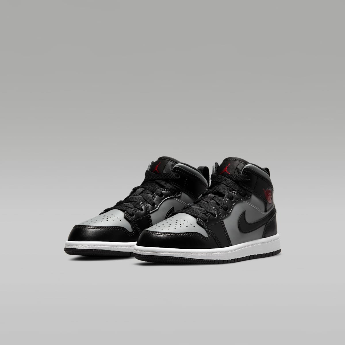 Jordan 1 Mid Little Kids' Shoes - Black/Particle Grey/White/Gym Red