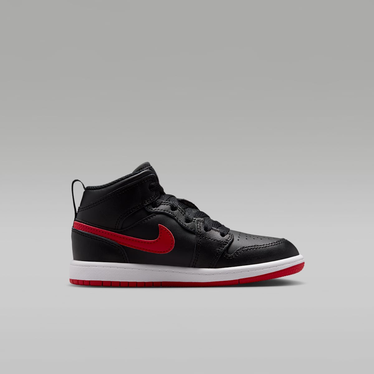 Jordan 1 Mid Little Kids' Shoes - Black/White/University Red - Image 3