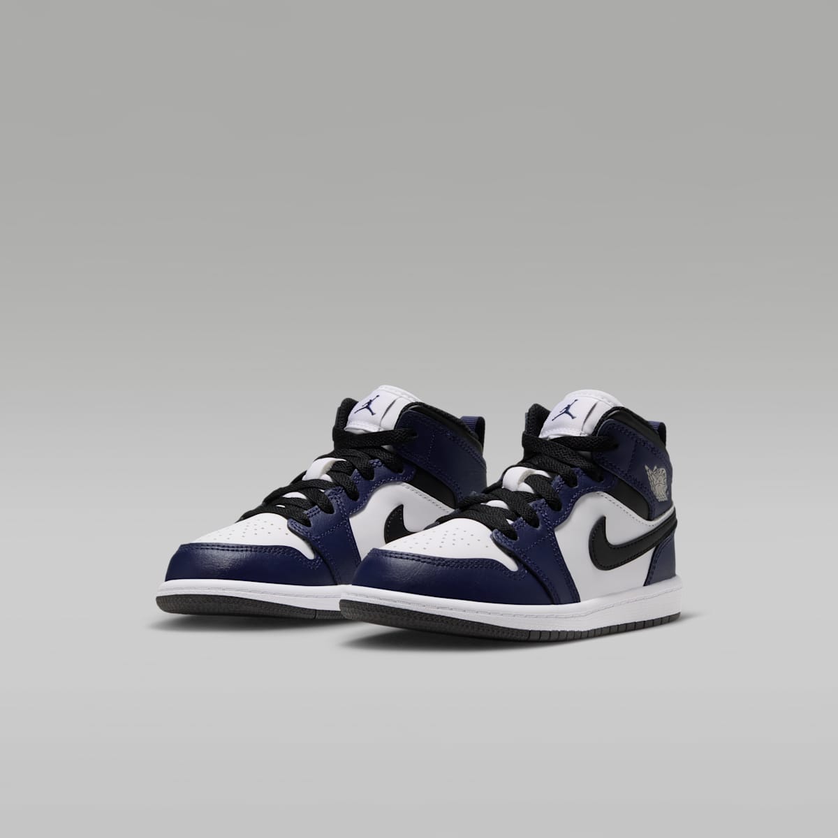 Jordan 1 Mid Little Kids' Shoes - White/College Navy/White/Tech Grey - Image 5