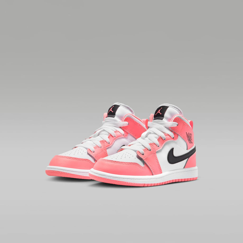 Jordan 1 Mid Little Kids' Shoes - Pink Gaze/White/Black - Image 5