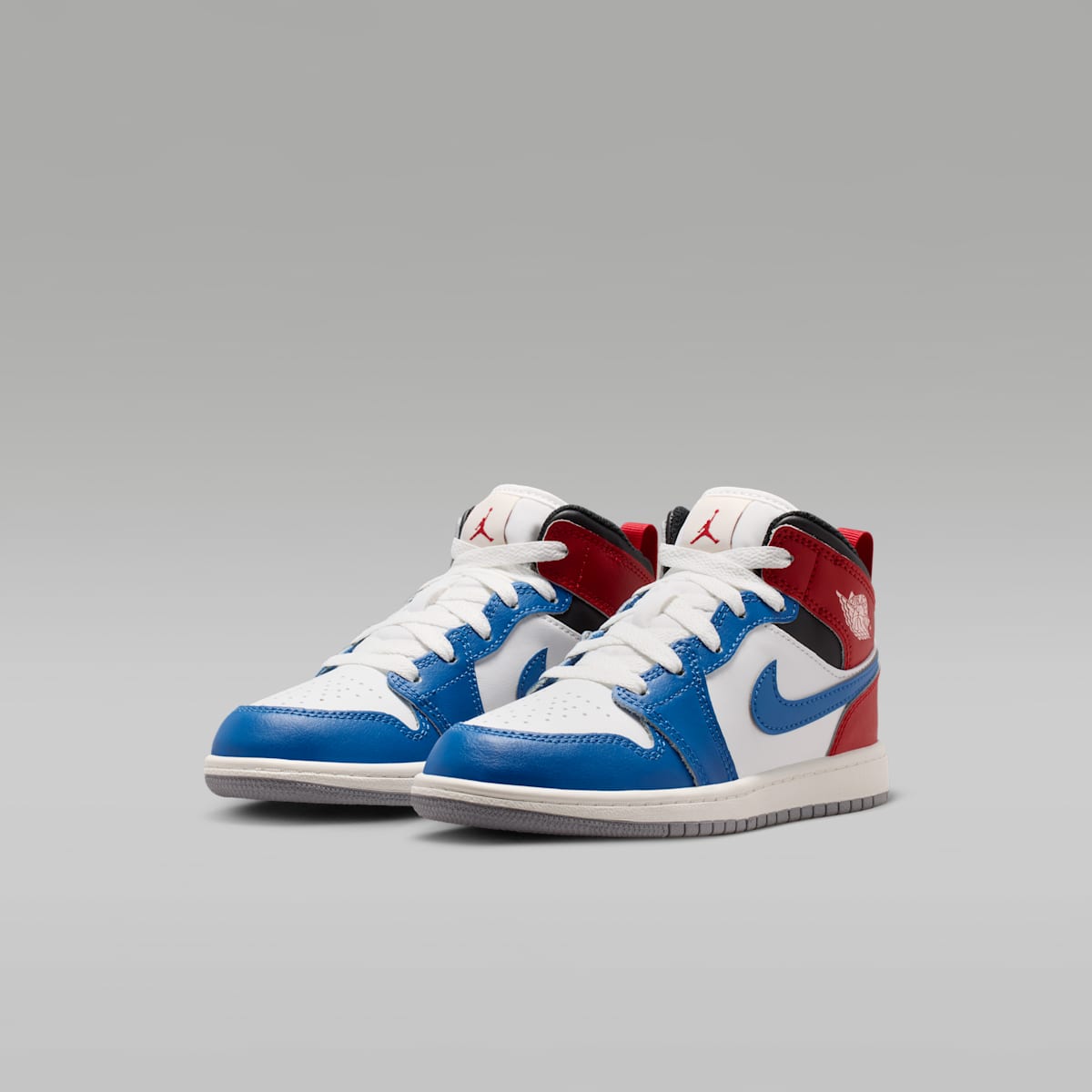 Jordan 1 Mid Little Kids' Shoes - True Blue/Varsity Red/Black/Summit White - Image 5