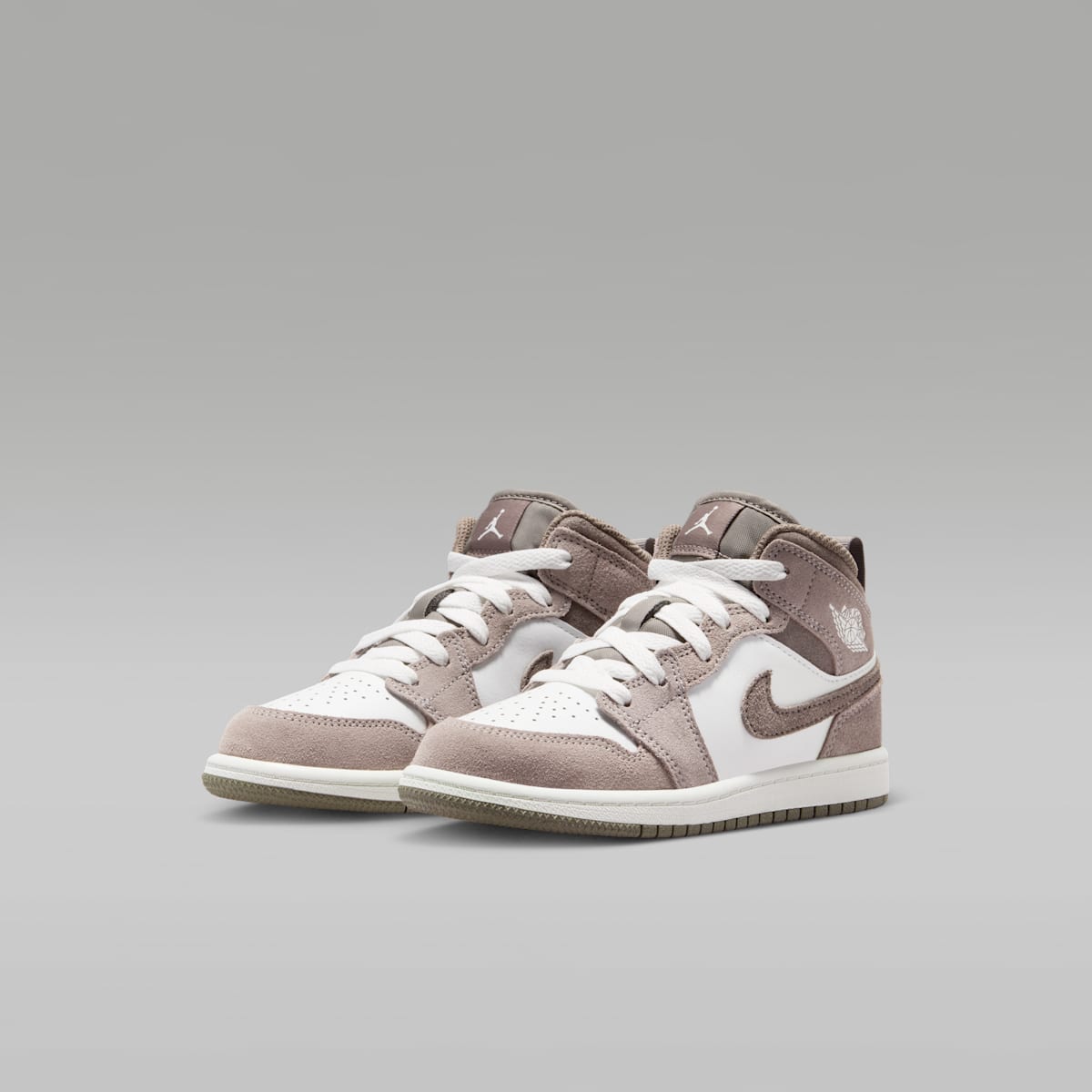 Jordan 1 Mid Little Kids' Shoes - Enigma Stone/Summit White/Olive Grey - Image 5