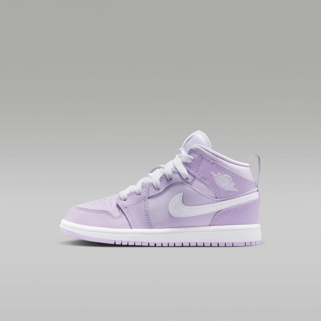 Jordan 1 Mid Little Kids' Shoes - Violet Mist/Barely Grape/White - Image 1
