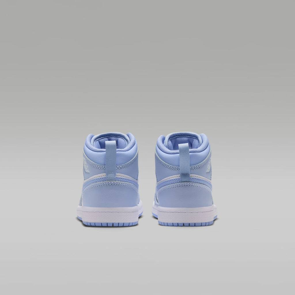 Jordan 1 Mid Little Kids' Shoes - Hydrogen Blue/Aluminum/White - Image 6