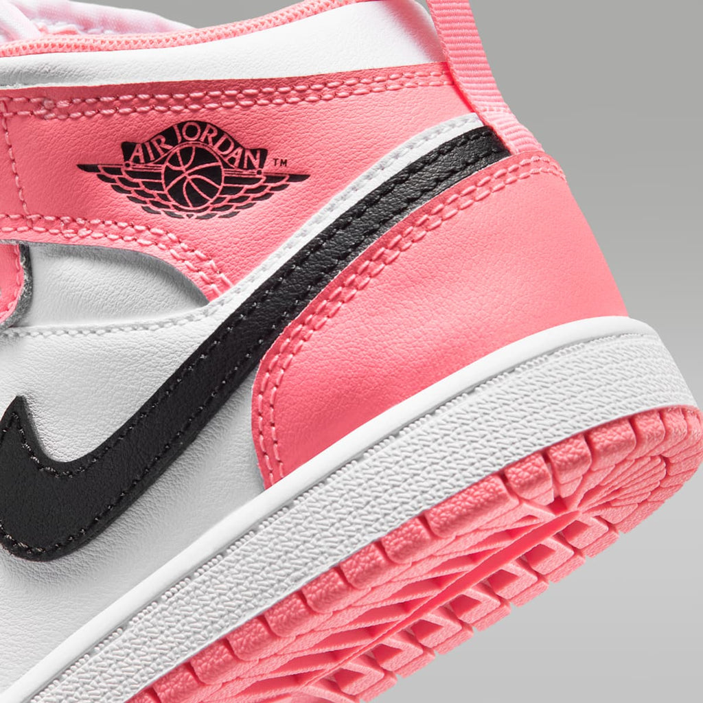 Jordan 1 Mid Little Kids' Shoes - Pink Gaze/White/Black - Image 8