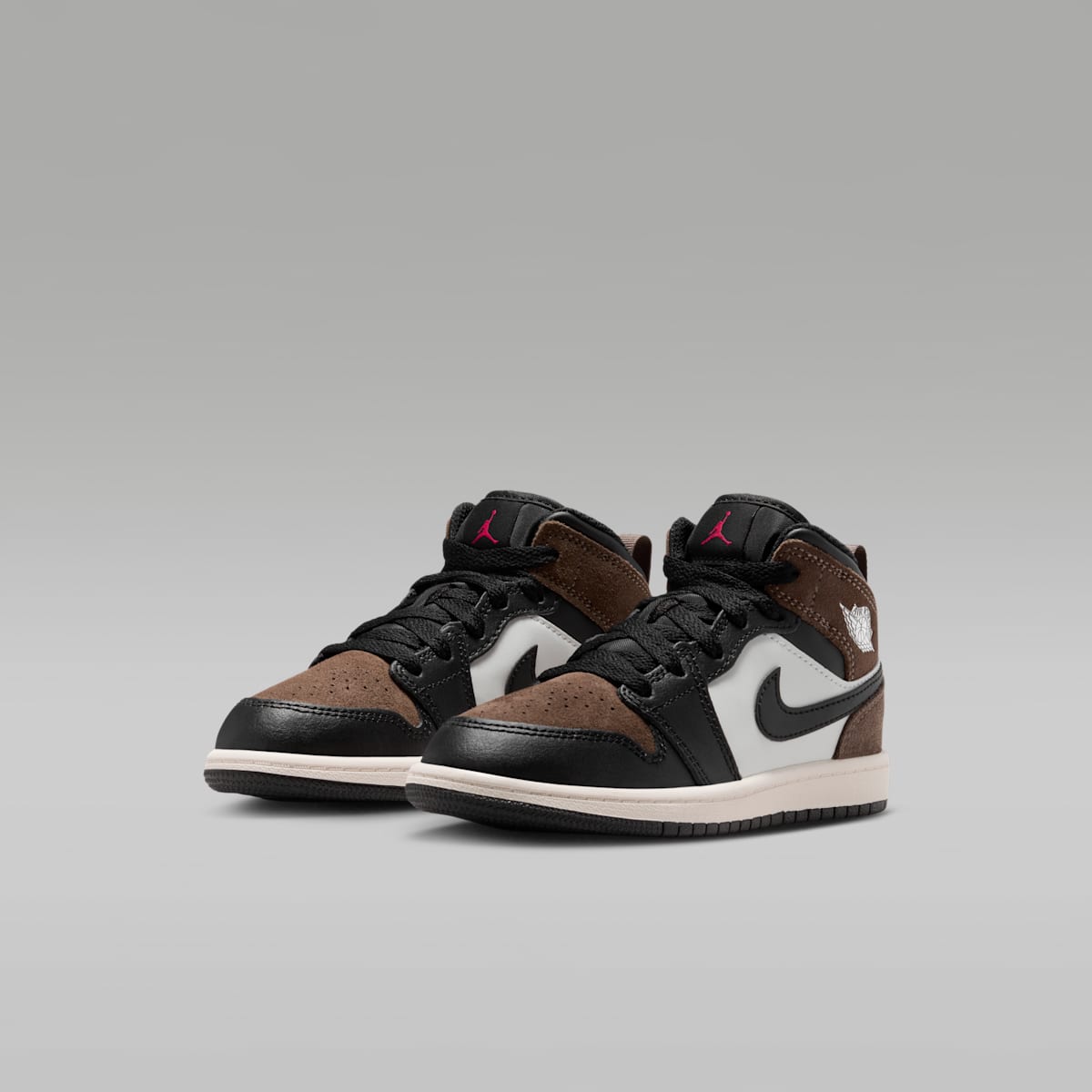Jordan 1 Mid Little Kids' Shoes - Black/Palomino/University Red/Phantom - Image 5