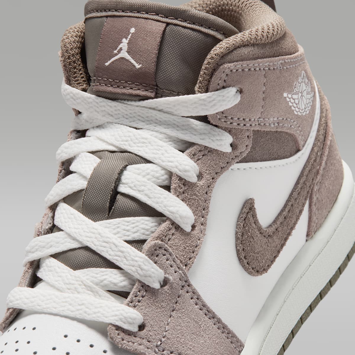 Jordan 1 Mid Little Kids' Shoes - Enigma Stone/Summit White/Olive Grey - Image 7