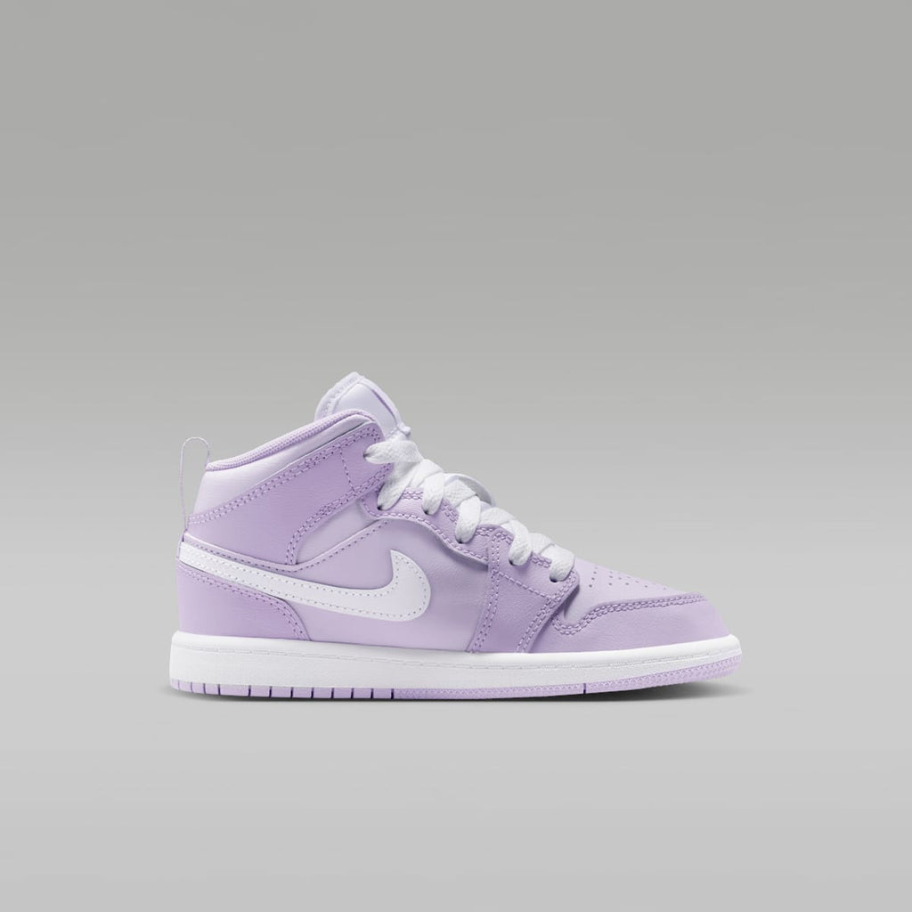 Jordan 1 Mid Little Kids' Shoes - Violet Mist/Barely Grape/White - Image 3