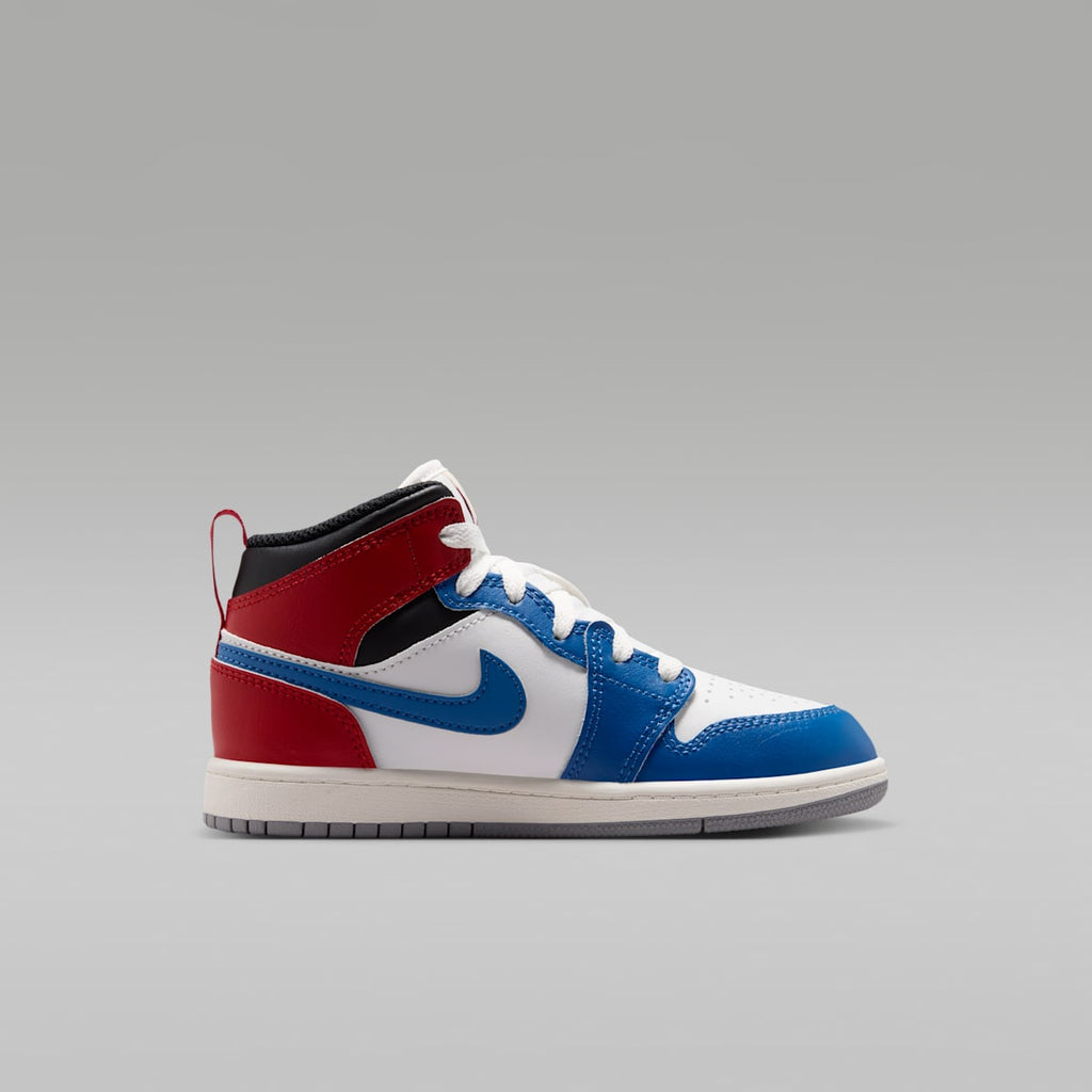 Jordan 1 Mid Little Kids' Shoes - True Blue/Varsity Red/Black/Summit White - Image 3