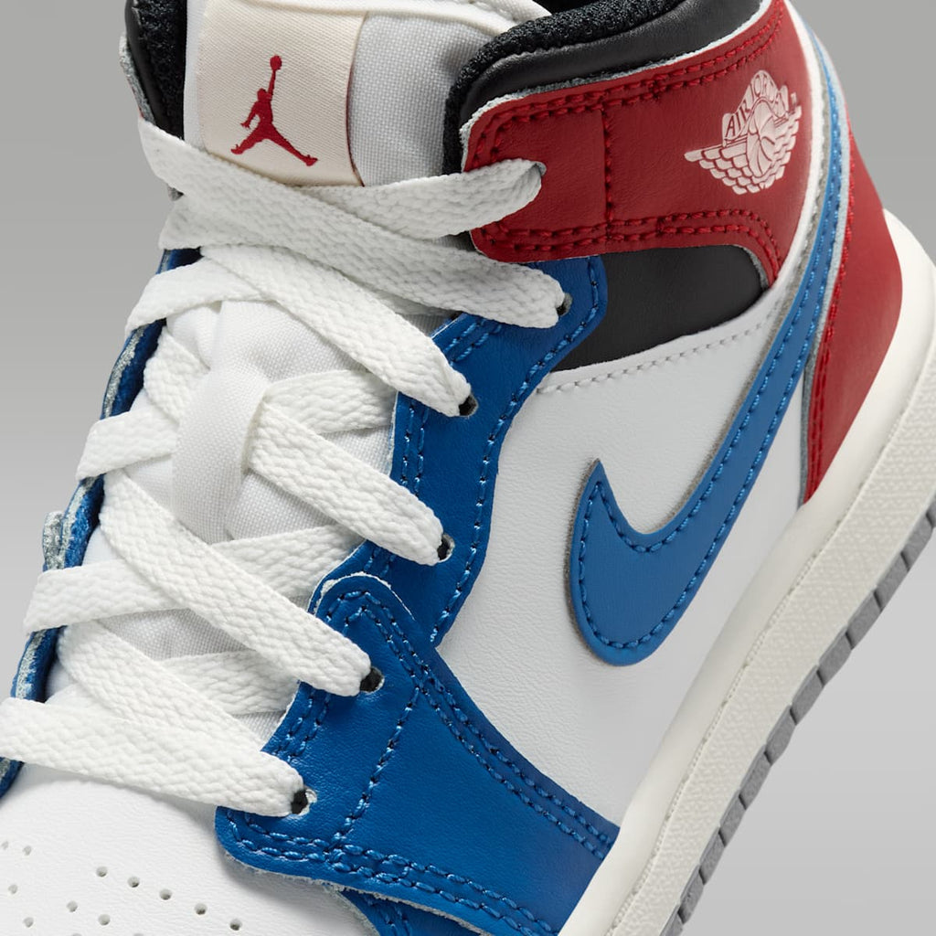 Jordan 1 Mid Little Kids' Shoes - True Blue/Varsity Red/Black/Summit White - Image 7