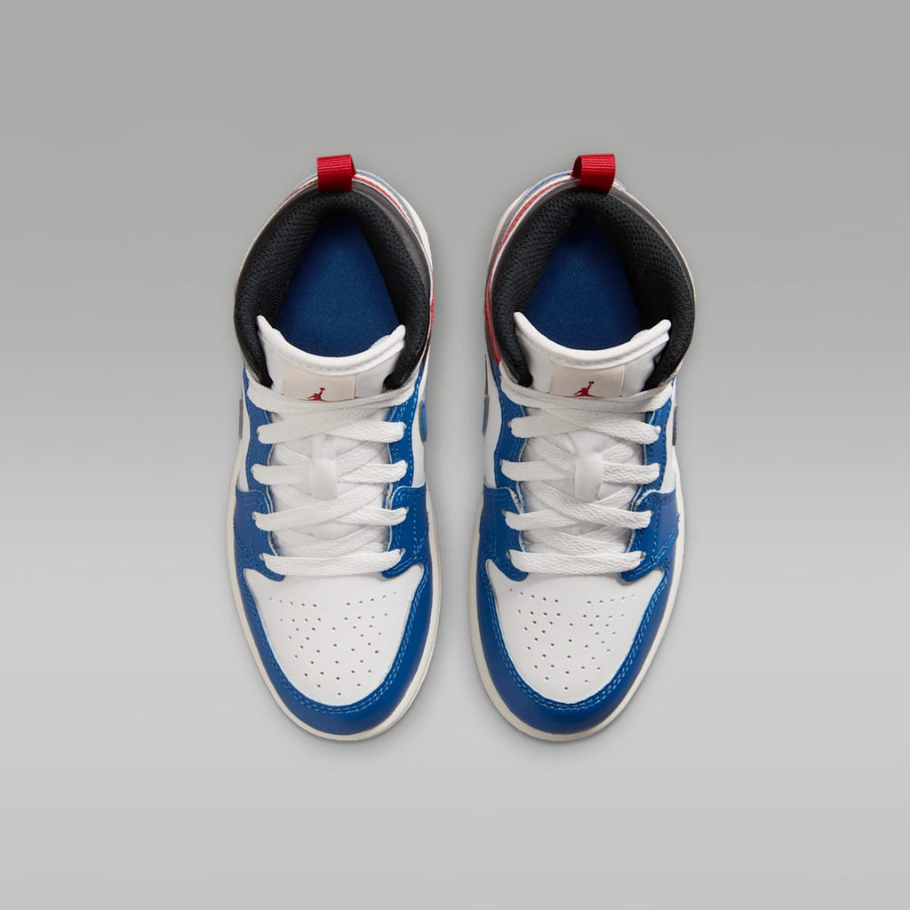 Jordan 1 Mid Little Kids' Shoes - True Blue/Varsity Red/Black/Summit White - Image 4