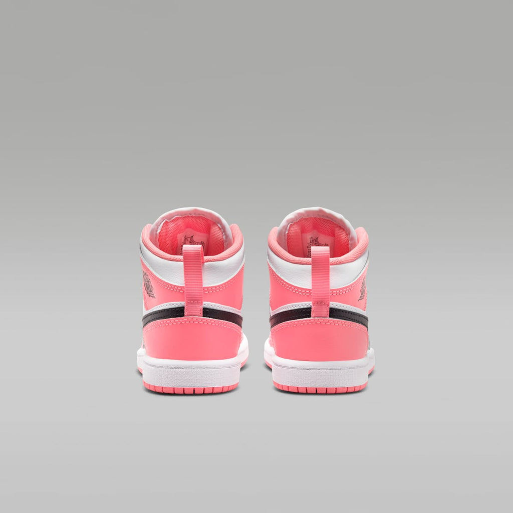 Jordan 1 Mid Little Kids' Shoes - Pink Gaze/White/Black - Image 6