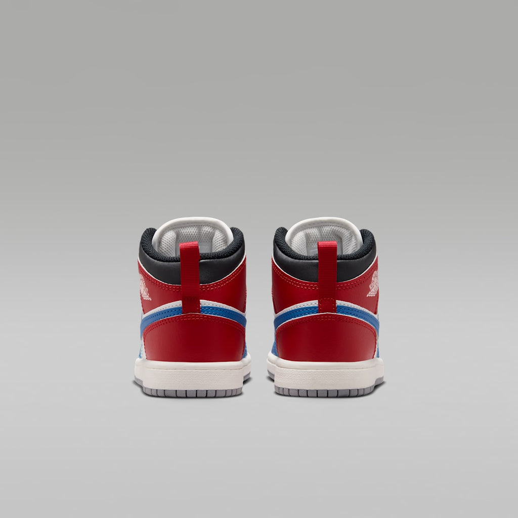 Jordan 1 Mid Little Kids' Shoes - True Blue/Varsity Red/Black/Summit White - Image 6
