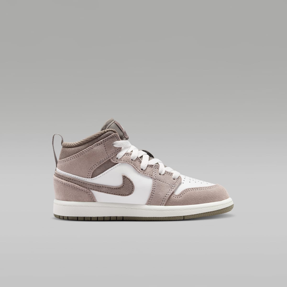 Jordan 1 Mid Little Kids' Shoes - Enigma Stone/Summit White/Olive Grey - Image 3
