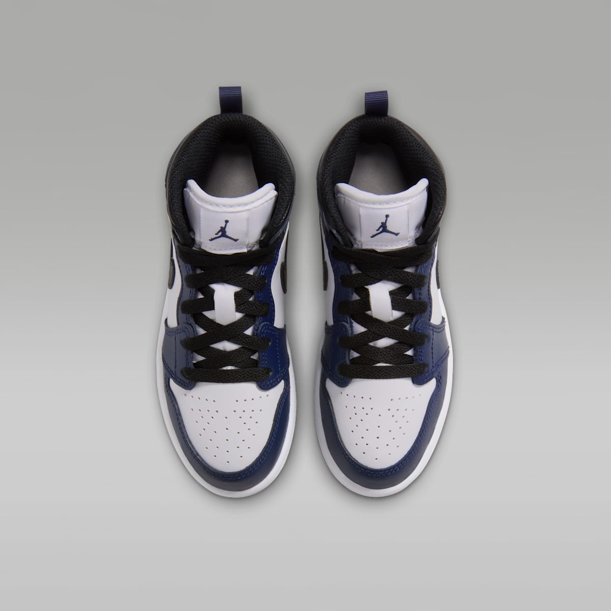 Jordan 1 Mid Little Kids' Shoes - White/College Navy/White/Tech Grey - Image 4