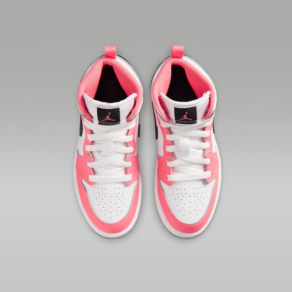 Jordan 1 Mid Little Kids' Shoes - Pink Gaze/White/Black - Image 4