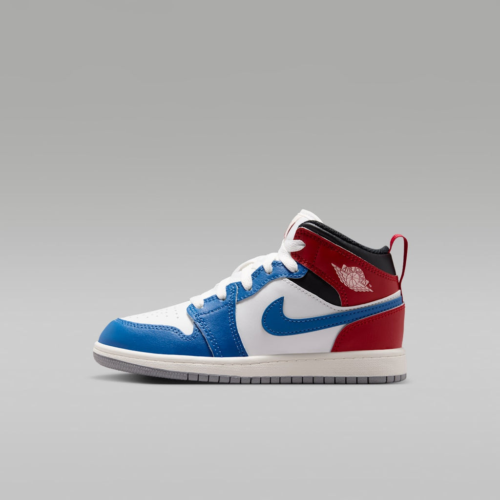 Jordan 1 Mid Little Kids' Shoes - True Blue/Varsity Red/Black/Summit White - Image 1