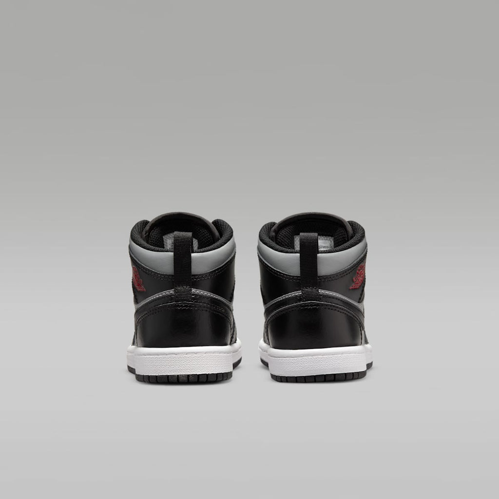 Jordan 1 Mid Little Kids' Shoes - Black/Particle Grey/White/Gym Red