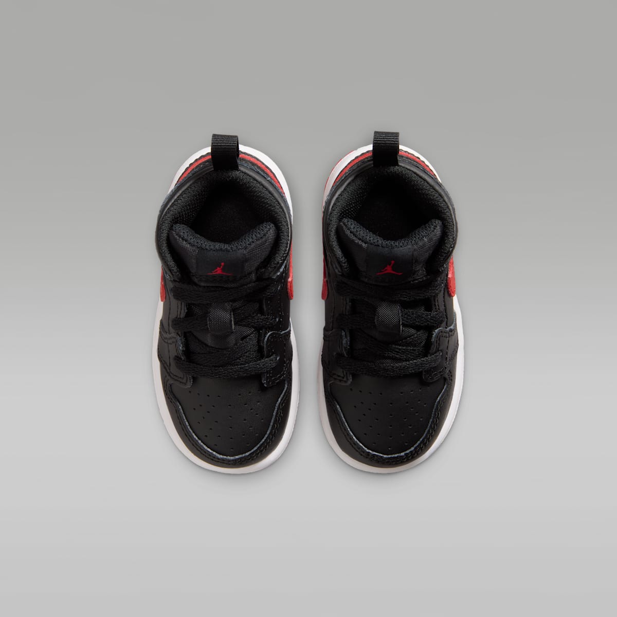 Jordan 1 Mid Baby/Toddler Shoes - Black/White/University Red - Image 4
