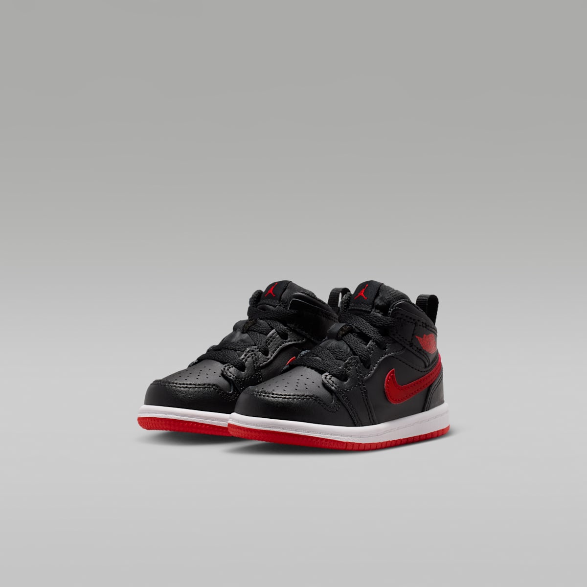 Jordan 1 Mid Baby/Toddler Shoes - Black/White/University Red - Image 5