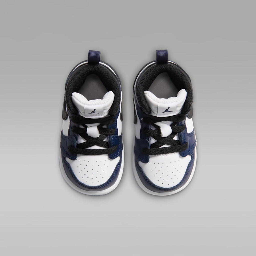 Jordan 1 Mid Baby/Toddler Shoes - White/College Navy/White/Tech Grey - Image 4