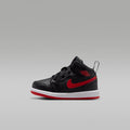 Jordan 1 Mid Baby/Toddler Shoes - Black/White/University Red - Image 1