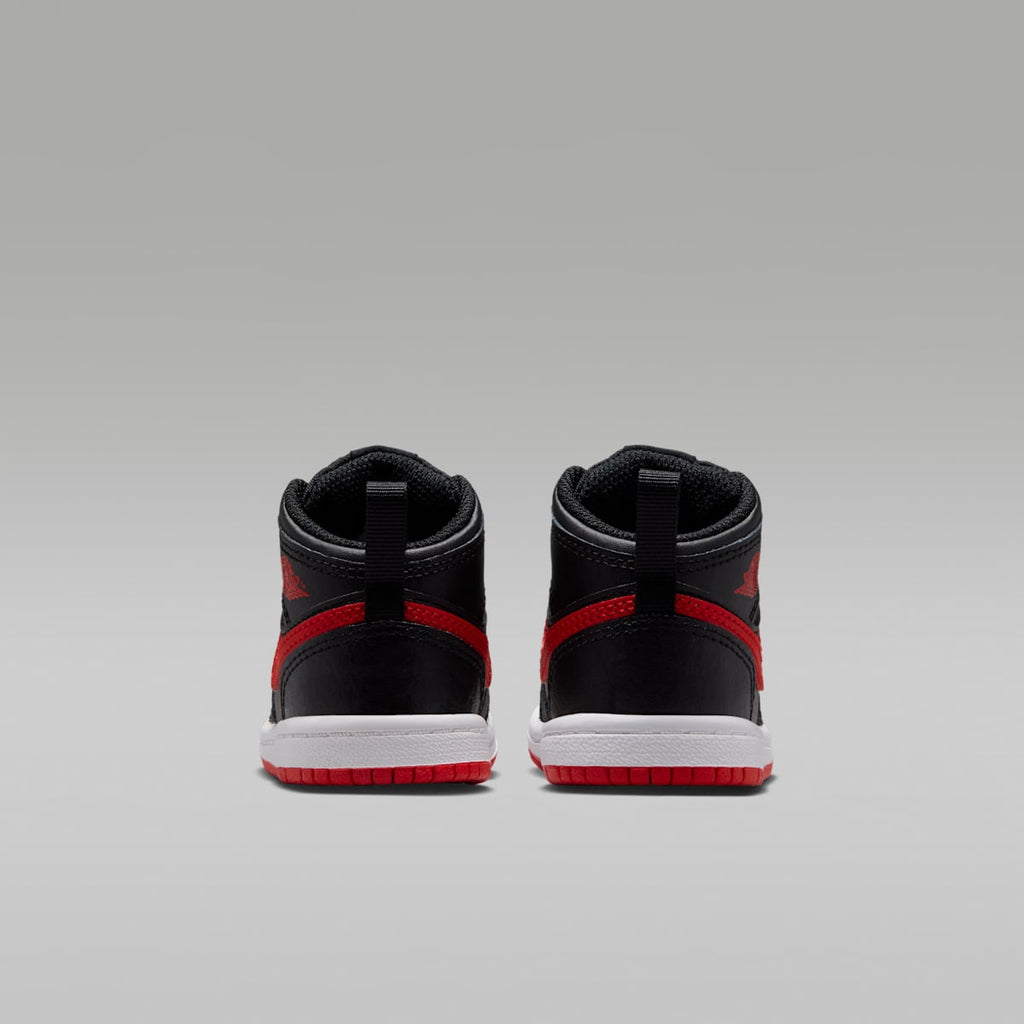 Jordan 1 Mid Baby/Toddler Shoes - Black/White/University Red - Image 6