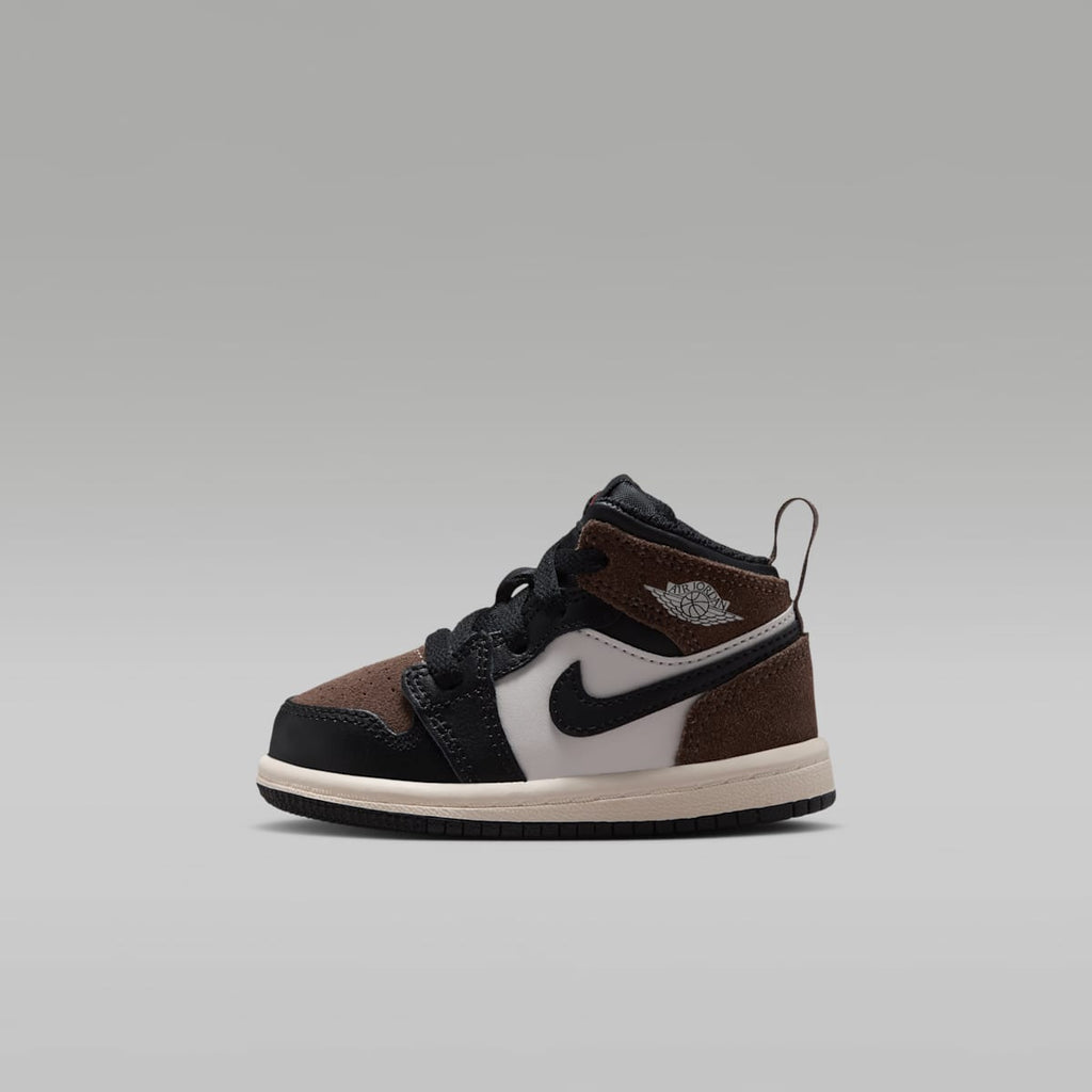Jordan 1 Mid Baby/Toddler Shoes - Black/Palomino/University Red/Phantom - Image 1