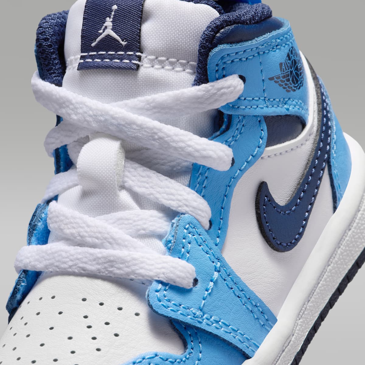 Jordan 1 Mid Baby/Toddler Shoes - University Blue/White/Sail/Midnight Navy - Image 7
