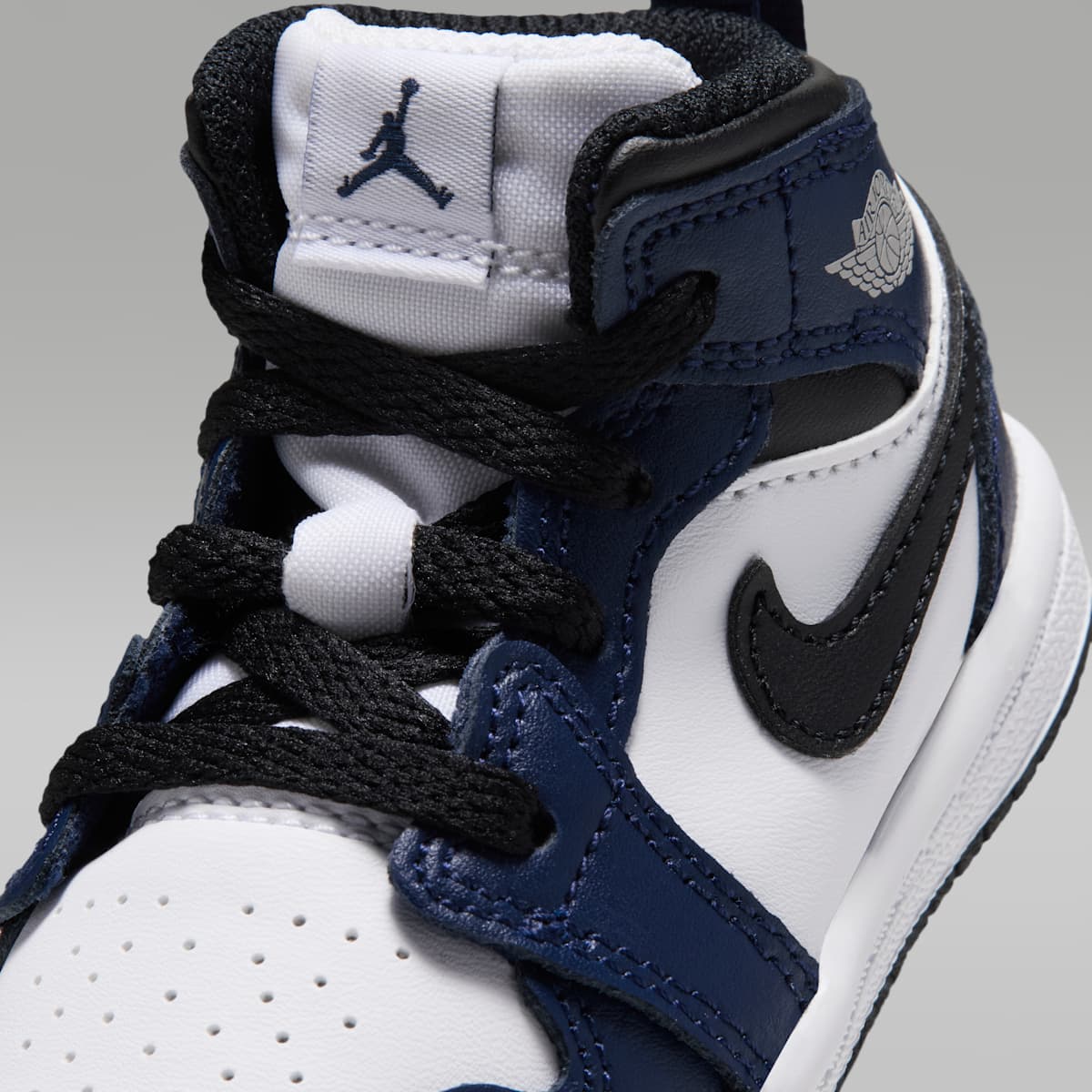 Jordan 1 Mid Baby/Toddler Shoes - White/College Navy/White/Tech Grey - Image 7