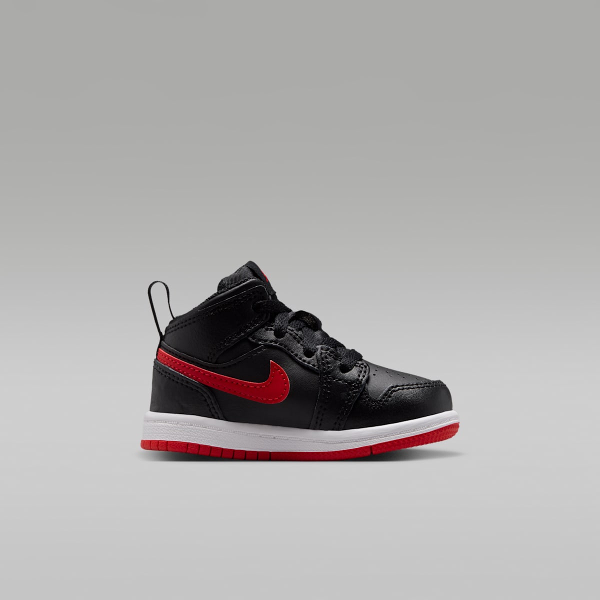 Jordan 1 Mid Baby/Toddler Shoes - Black/White/University Red - Image 3
