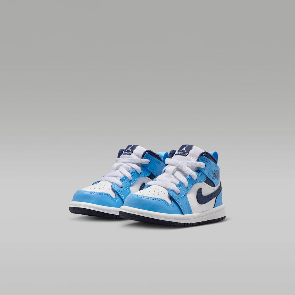 Jordan 1 Mid Baby/Toddler Shoes - University Blue/White/Sail/Midnight Navy - Image 5