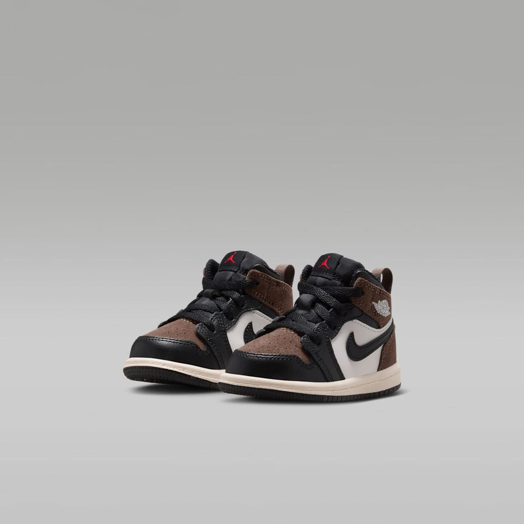Jordan 1 Mid Baby/Toddler Shoes - Black/Palomino/University Red/Phantom - Image 5