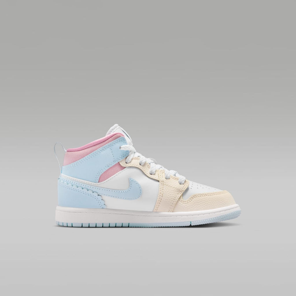 Jordan 1 Mid SE Little Kids' Shoes - Half Blue/Pale Ivory/White/Half Blue