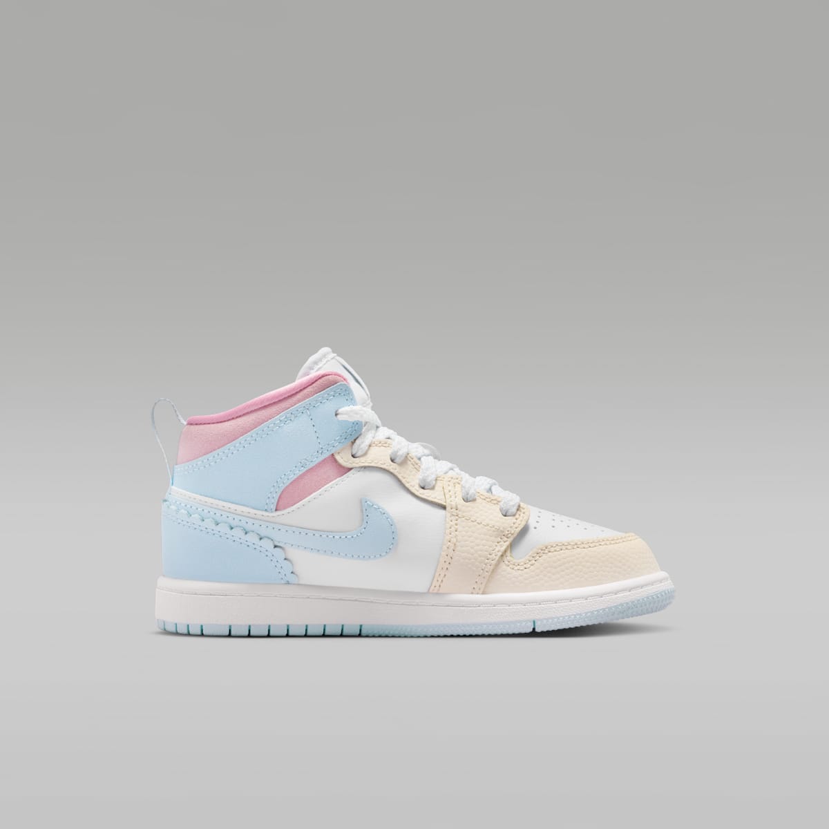 Jordan 1 Mid SE Little Kids' Shoes - Half Blue/Pale Ivory/White/Half Blue