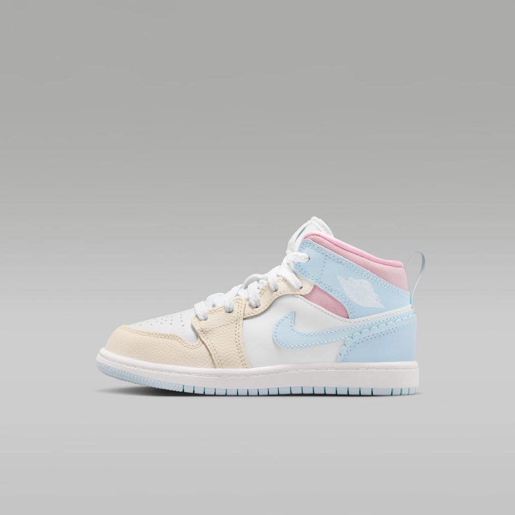 Jordan 1 Mid SE Little Kids' Shoes - Half Blue/Pale Ivory/White/Half Blue