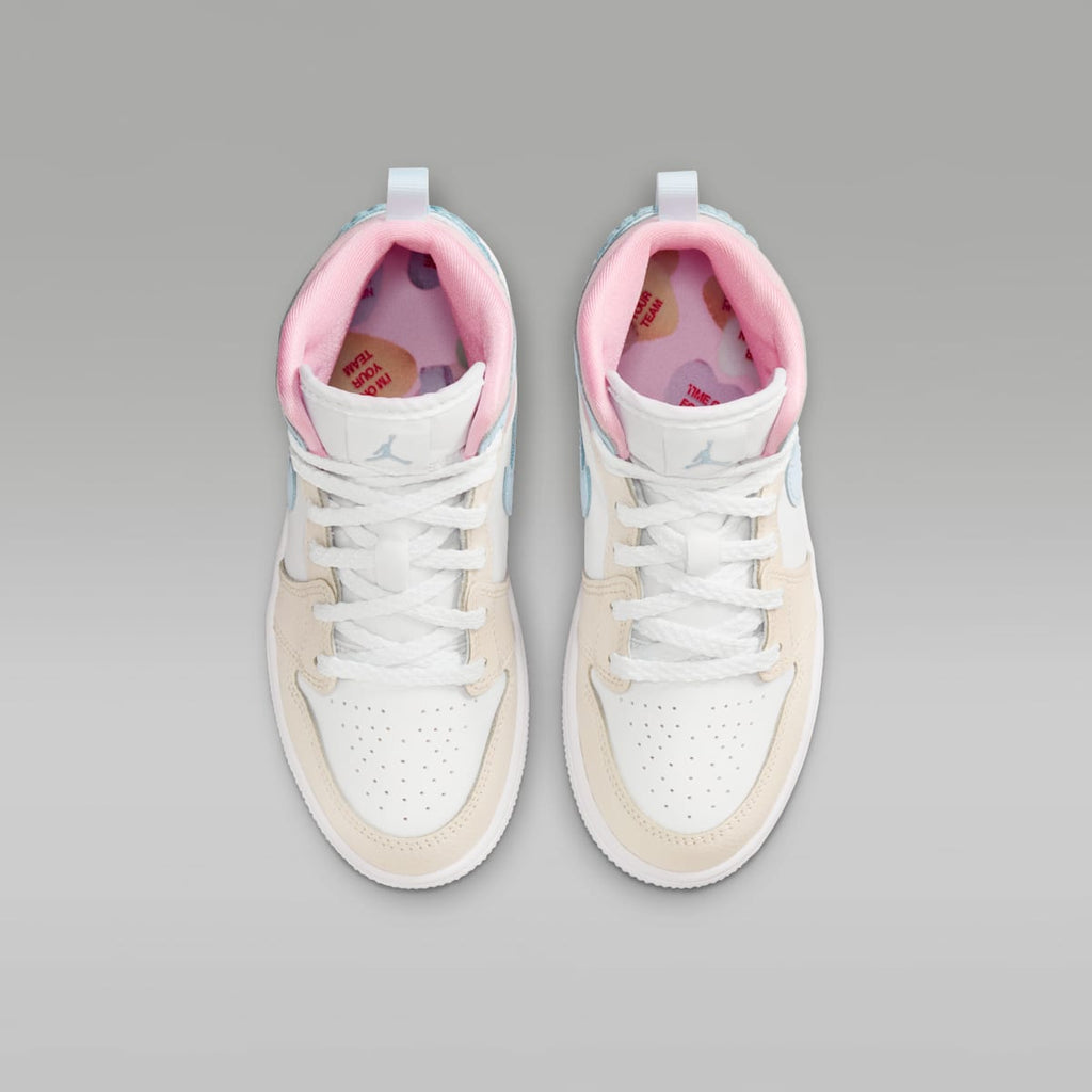 Jordan 1 Mid SE Little Kids' Shoes - Half Blue/Pale Ivory/White/Half Blue