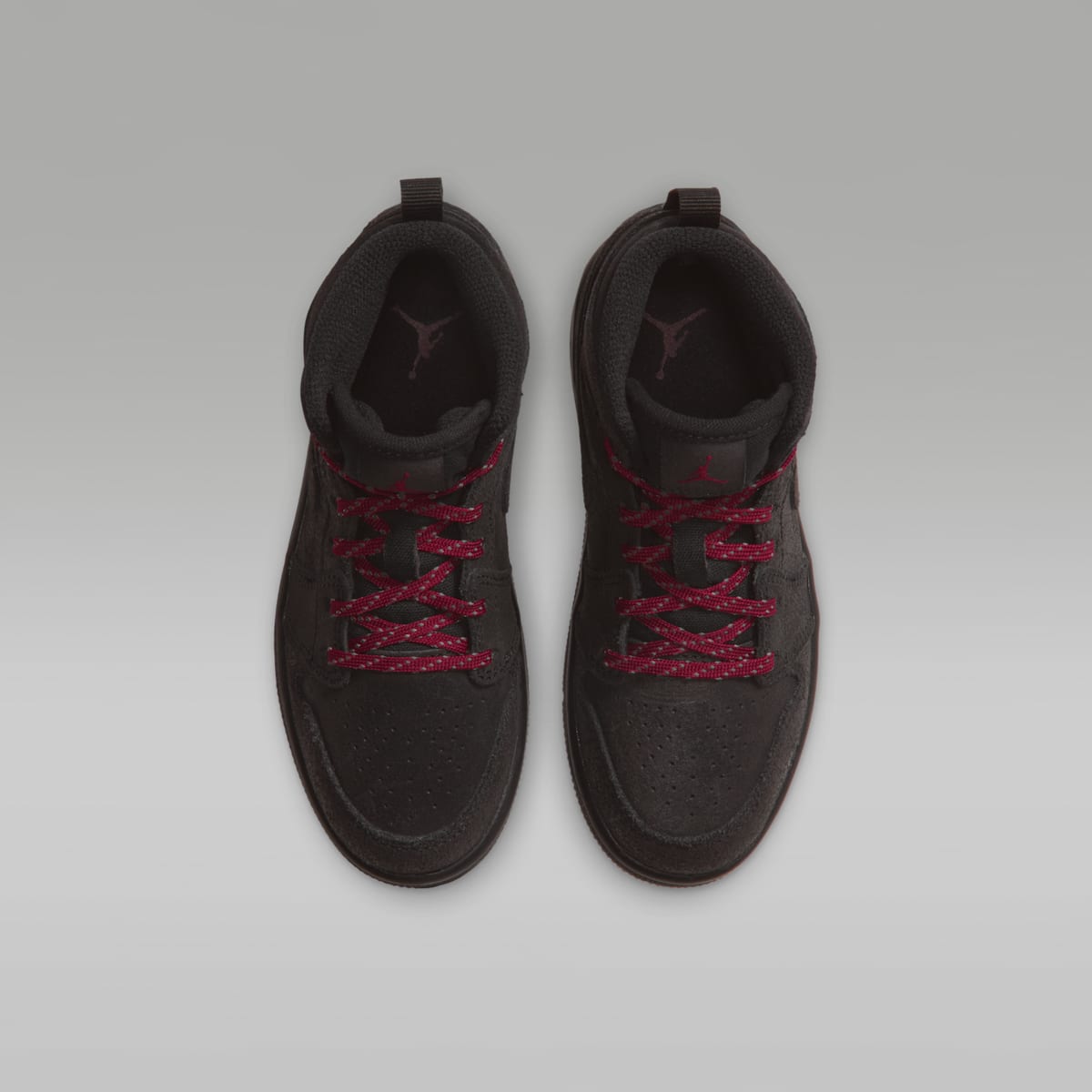 Jordan 1 Mid SE Little Kids' Shoes - Black/Gum Medium Brown/Team Red - Image 4