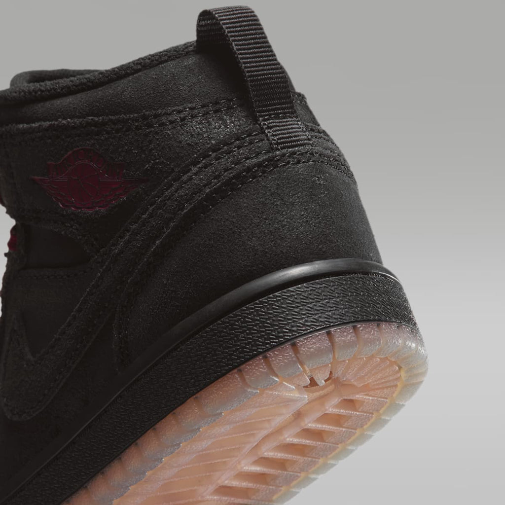 Jordan 1 Mid SE Little Kids' Shoes - Black/Gum Medium Brown/Team Red
