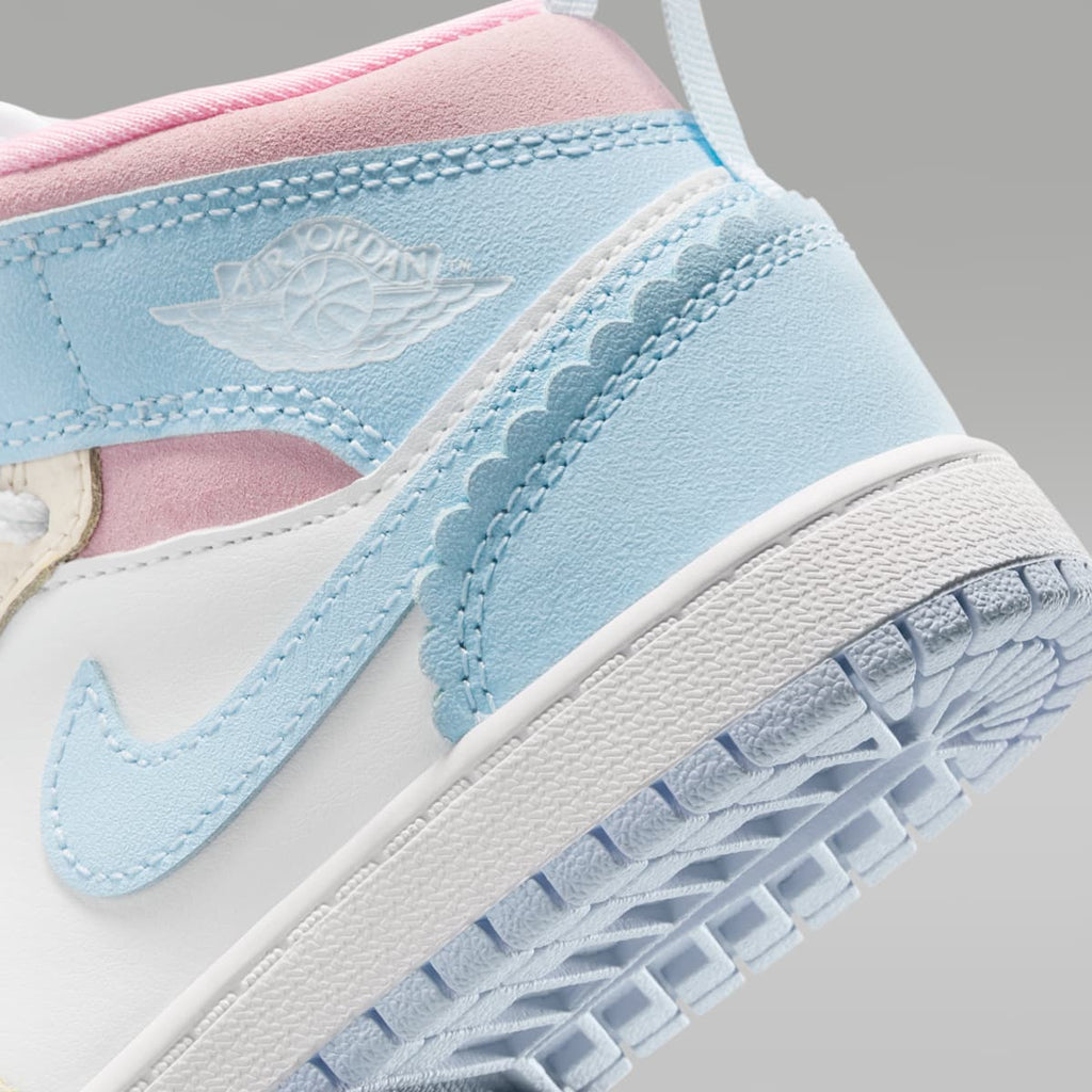 Jordan 1 Mid SE Little Kids' Shoes - Half Blue/Pale Ivory/White/Half Blue